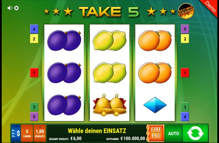 Игровой автомат «Take 5 Red Hot Firepot» в онлайн казино Вулкан